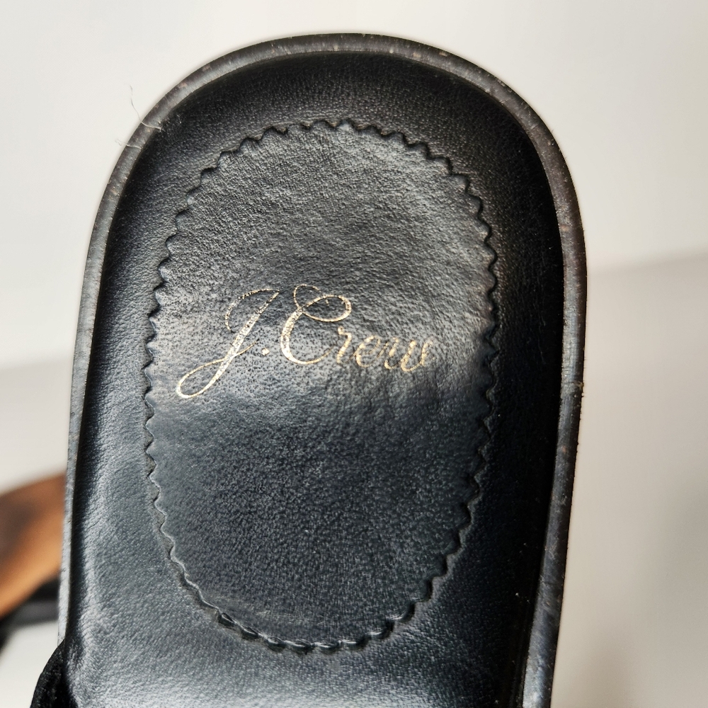 J. Crew Gretchen Cross-Strap Black Leather Slip On Sandals Shoes Women's Size 9 - Picture 3 of 8